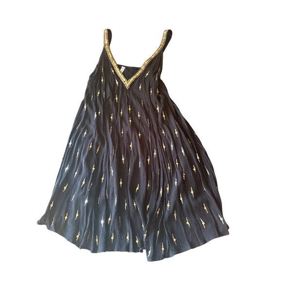 Intimately Free People Black & Gold Sleeveless Dress With Sequin Details Size S - Picture 1 of 6